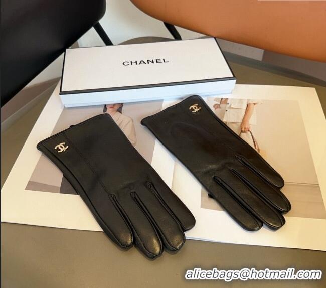 Inexpensive Chanel Lambskin and Cashmere Gloves with Metal-Tone CC 1023 Black 2024