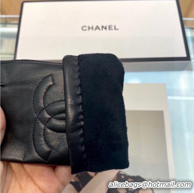 Modern Classic Chanel Lambskin Leather Gloves with Chain 1023 Black 2024