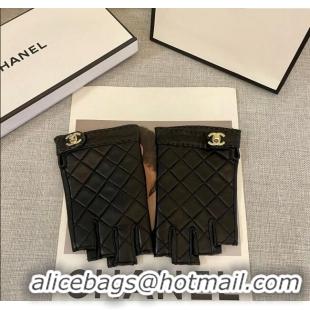 Buy New Cheap Chanel Quilted leather Half Gloves L 3111 Black 2024