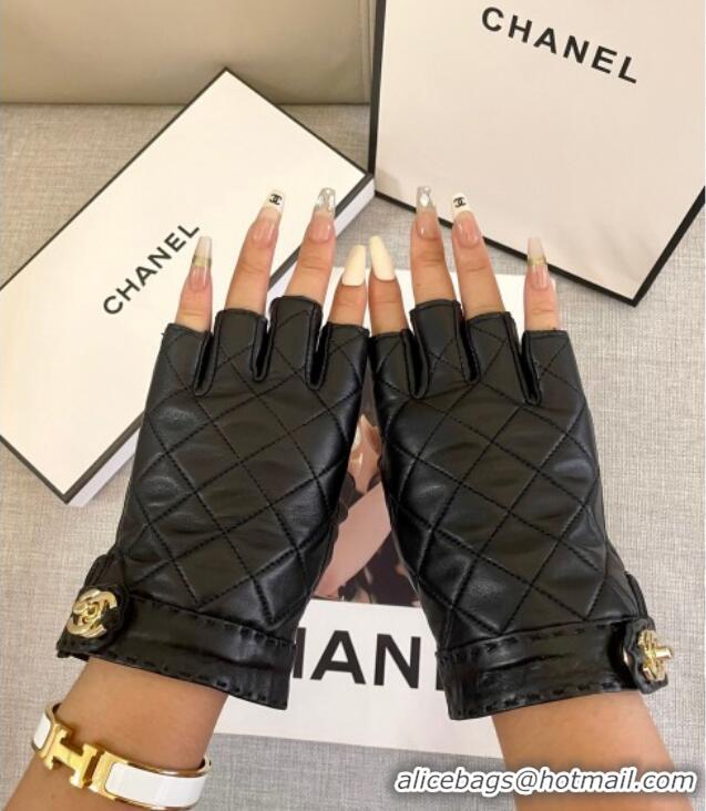 Buy New Cheap Chanel Quilted leather Half Gloves L 3111 Black 2024