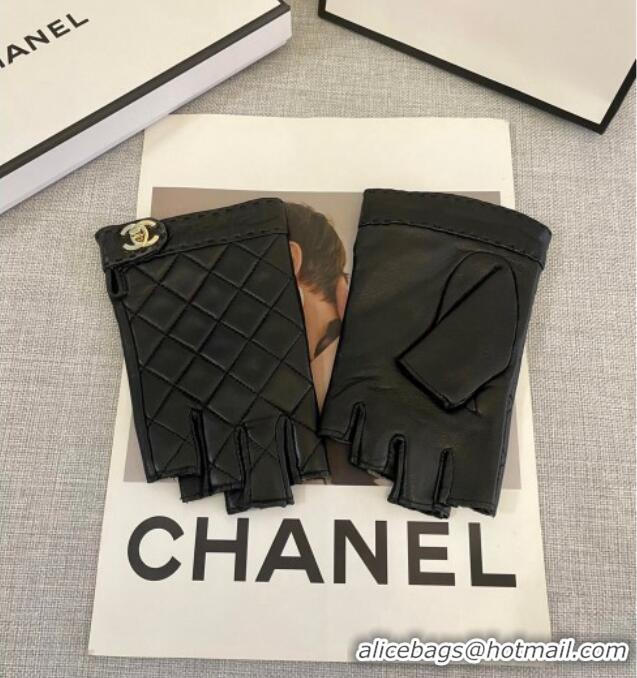 Buy New Cheap Chanel Quilted leather Half Gloves L 3111 Black 2024