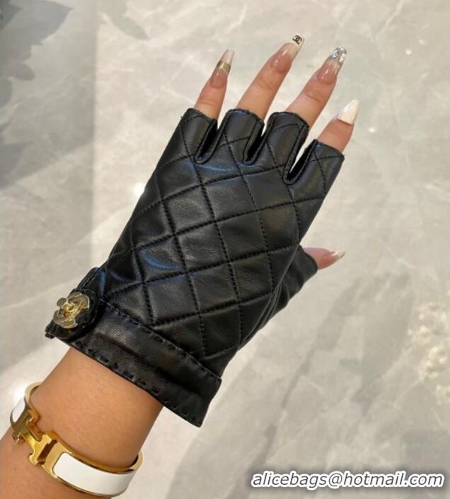 Buy New Cheap Chanel Quilted leather Half Gloves L 3111 Black 2024