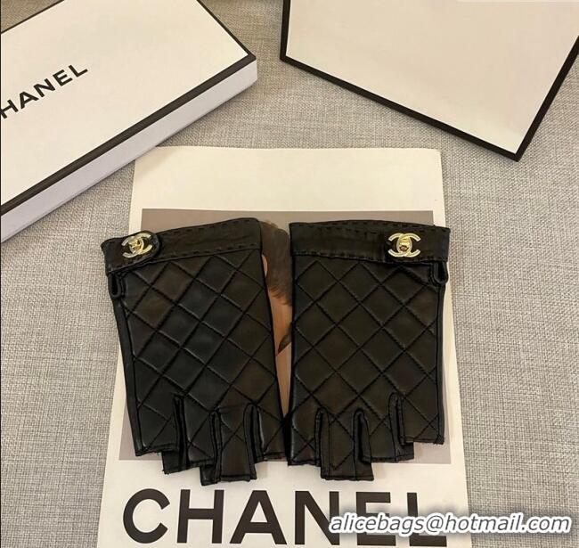 Buy New Cheap Chanel Quilted leather Half Gloves L 3111 Black 2024