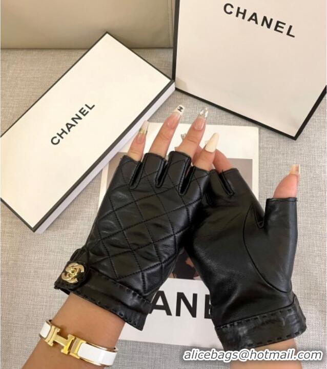 Buy New Cheap Chanel Quilted leather Half Gloves L 3111 Black 2024