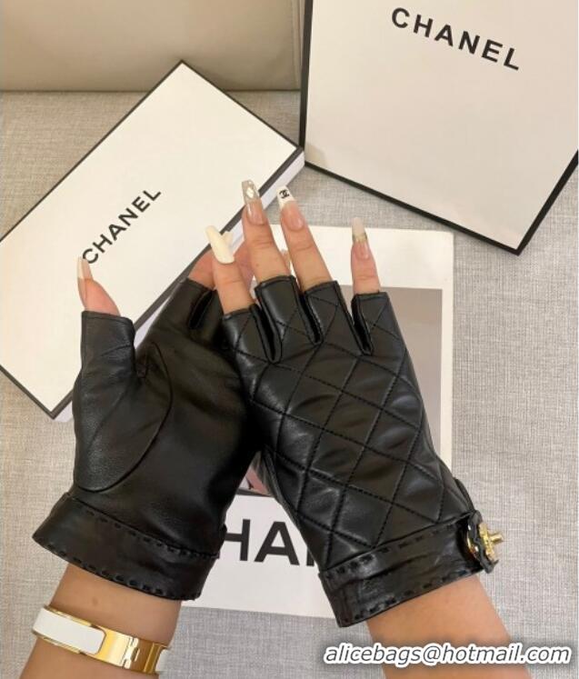 Buy New Cheap Chanel Quilted leather Half Gloves L 3111 Black 2024