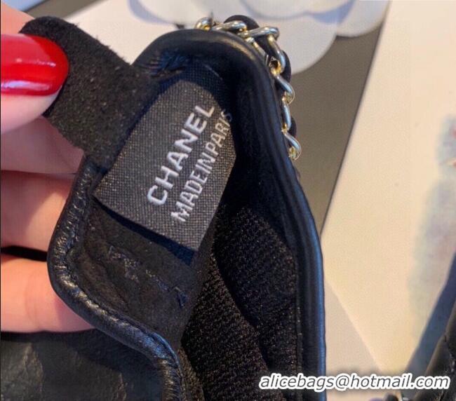 Best Price Chanel Quilted Lambskin Gloves with Chain Wrap 1023 Black 2024