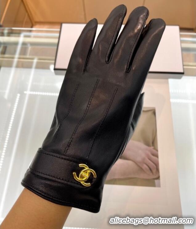 Fashion Discount Chanel Lambskin Gloves with CC Strap 1023 Black 2024