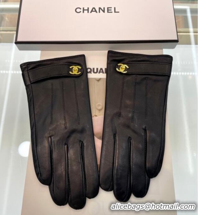 Fashion Discount Chanel Lambskin Gloves with CC Strap 1023 Black 2024
