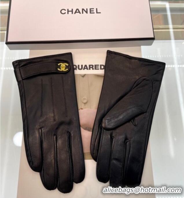 Fashion Discount Chanel Lambskin Gloves with CC Strap 1023 Black 2024