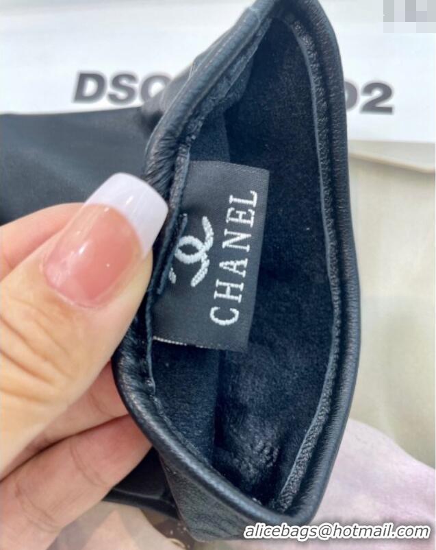 Fashion Discount Chanel Lambskin Gloves with CC Strap 1023 Black 2024