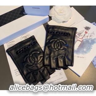 Good Looking Chanel CC Lambskin Gloves with Chain 1023 Black 2024