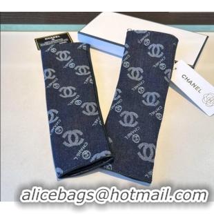 Fashion Discount Chanel Denim Fingerless Long Gloves 1023 Dark Blue 2024
