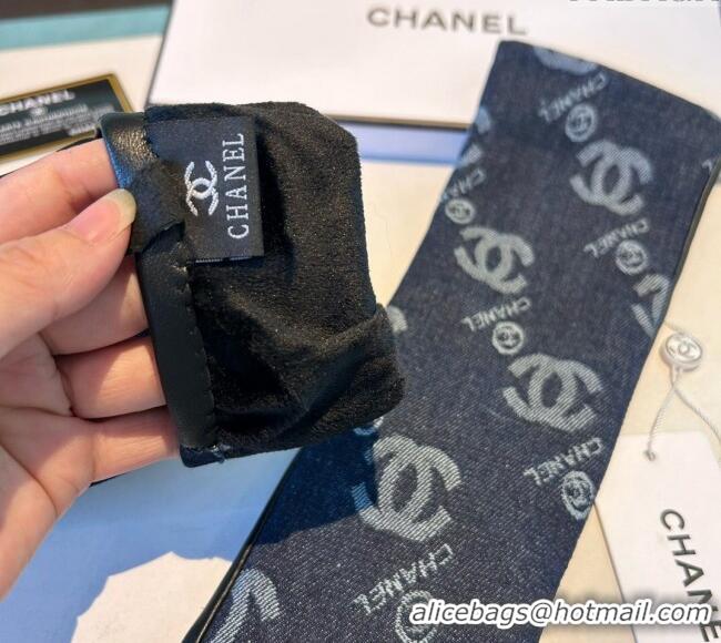 Fashion Discount Chanel Denim Fingerless Long Gloves 1023 Dark Blue 2024