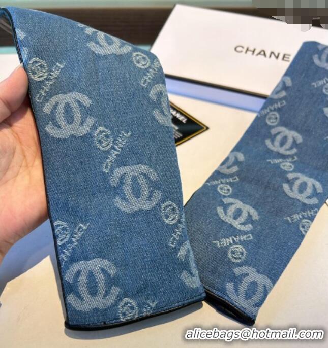 Luxury Classic Chanel Denim Fingerless Long Gloves 1023 Blue 2024