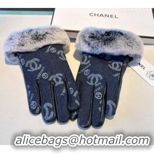 Best Price Chanel Fur, Denim and Leather Gloves 1023 Deep Blue 2024