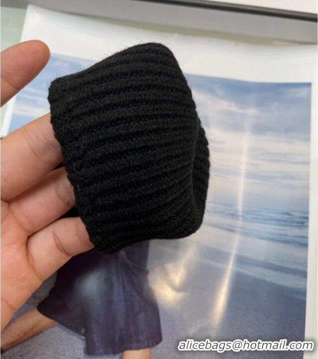 Luxury Discount Chanel Cashmere Knit Gloves with Strass CC 1023 Black 2024