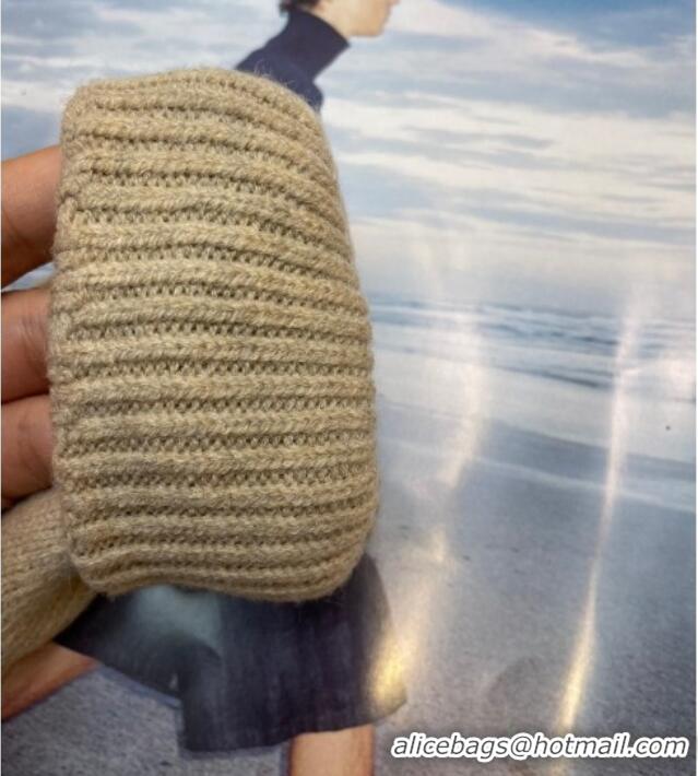 Best Price Chanel Cashmere Knit Gloves with Strass CC 1023 Beige 2024