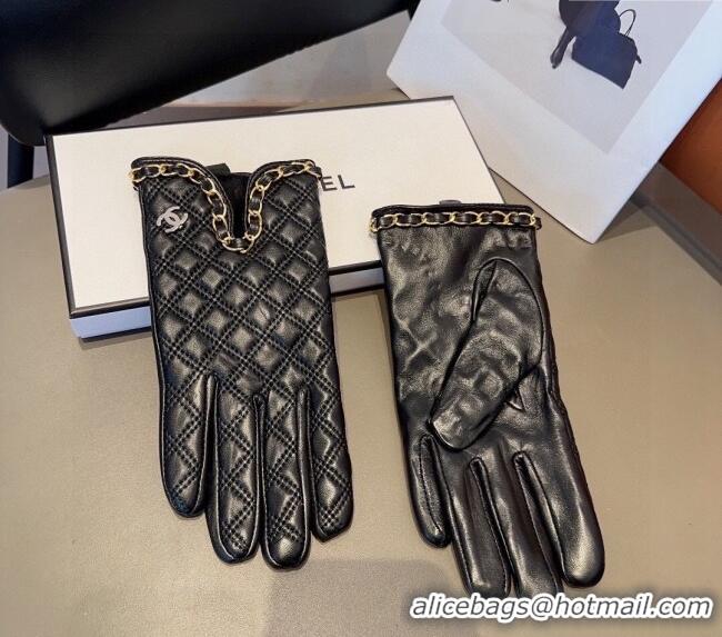 Luxury Discount Chanel Quilted Lambskin Gloves with Chain C1022 2024