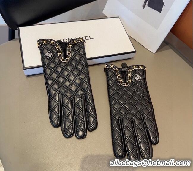 Luxury Discount Chanel Quilted Lambskin Gloves with Chain C1022 2024