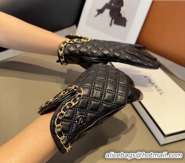 Luxury Discount Chanel Quilted Lambskin Gloves with Chain C1022 2024