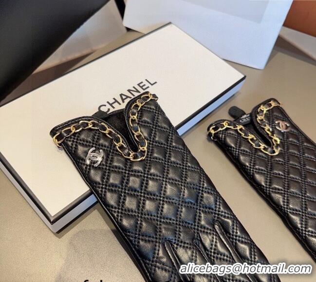 Luxury Discount Chanel Quilted Lambskin Gloves with Chain C1022 2024