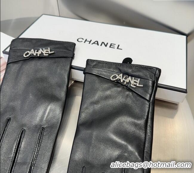 Big Discount Chanel Lambskin and Cahmere Gloves with Strass CHANEL 1129 Black 2024