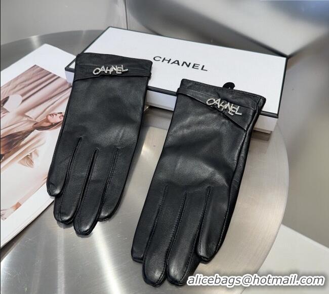 Big Discount Chanel Lambskin and Cahmere Gloves with Strass CHANEL 1129 Black 2024