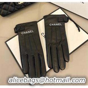 Buy Discount Chanel Lambskin Gloves with White CHANEL 1129 Black 2024