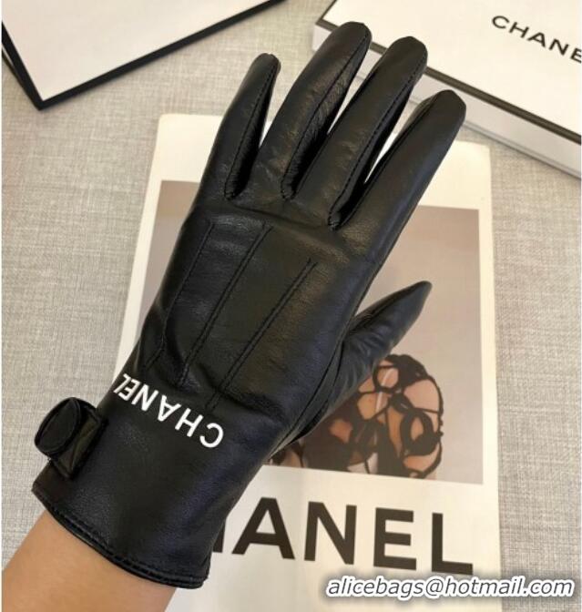 Buy Discount Chanel Lambskin Gloves with White CHANEL 1129 Black 2024