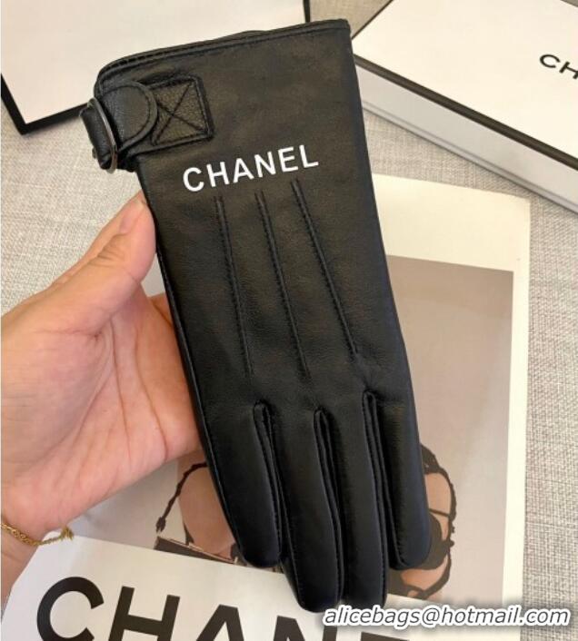 Buy Discount Chanel Lambskin Gloves with White CHANEL 1129 Black 2024