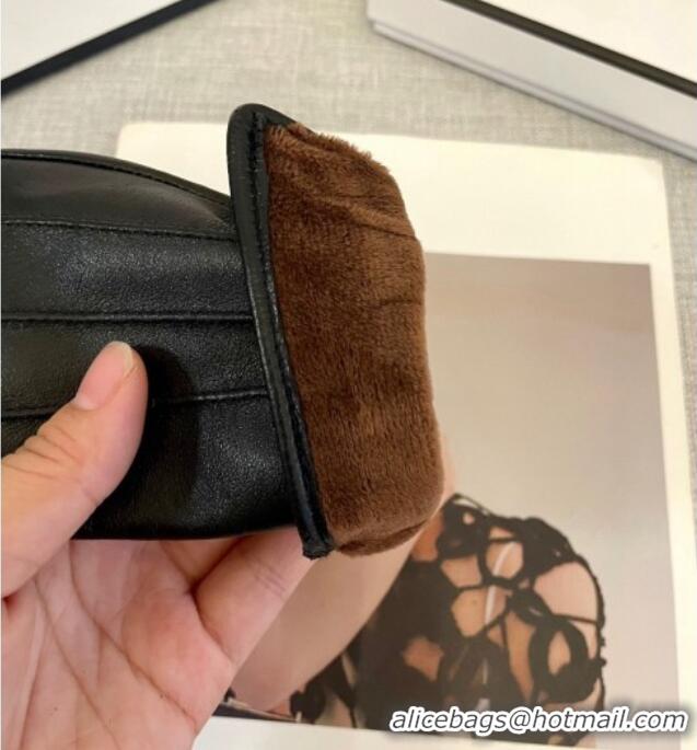 Buy Discount Chanel Lambskin Gloves with White CHANEL 1129 Black 2024