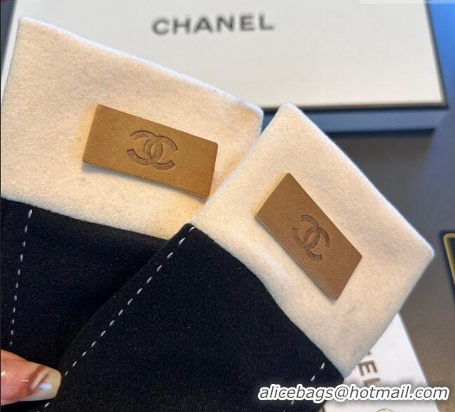 Cheap Price Chanel Wool and Cashmere Lining Gloves with CC 1129 Band Black 2024