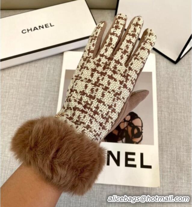 Fashion Discount Chanel Tweed Gloves 1129 Brown 2024