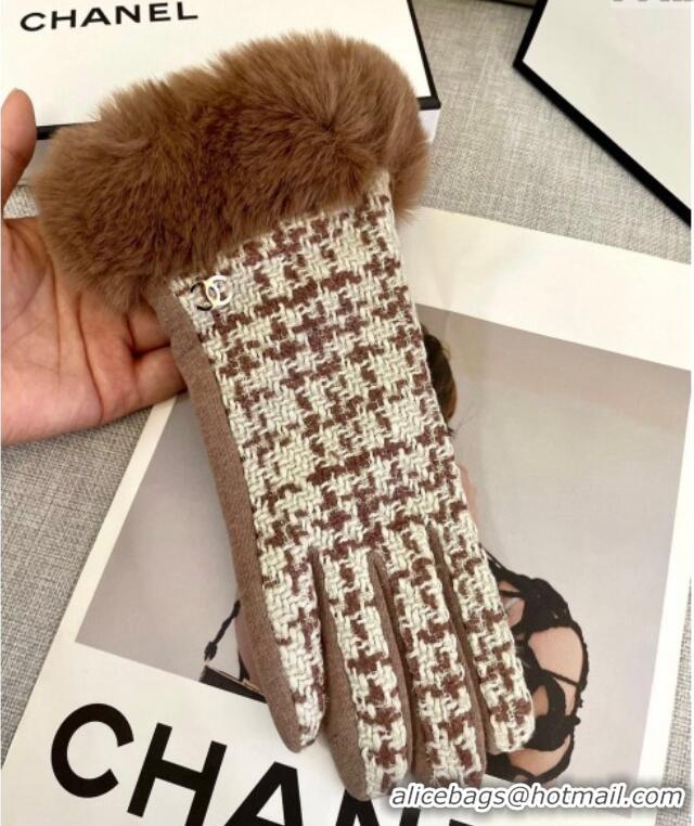 Fashion Discount Chanel Tweed Gloves 1129 Brown 2024