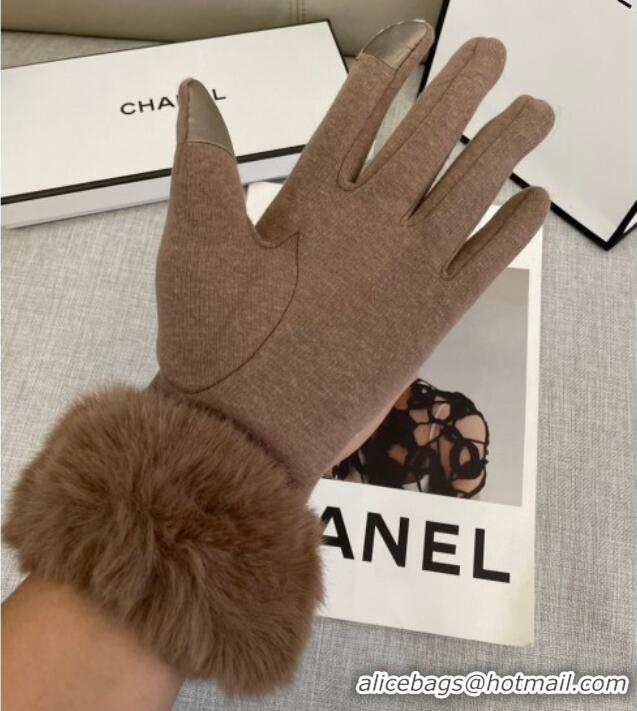 Fashion Discount Chanel Tweed Gloves 1129 Brown 2024