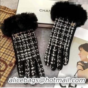 Traditional Specials Chanel Tweed Gloves 1129 Black 2024