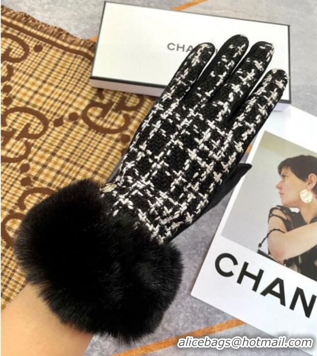 Traditional Specials Chanel Tweed Gloves 1129 Black 2024