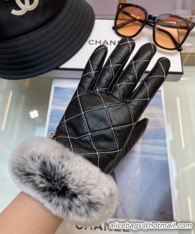 Market Sells Chanel Quilted Lambskin Gloves 1129 Black 2024