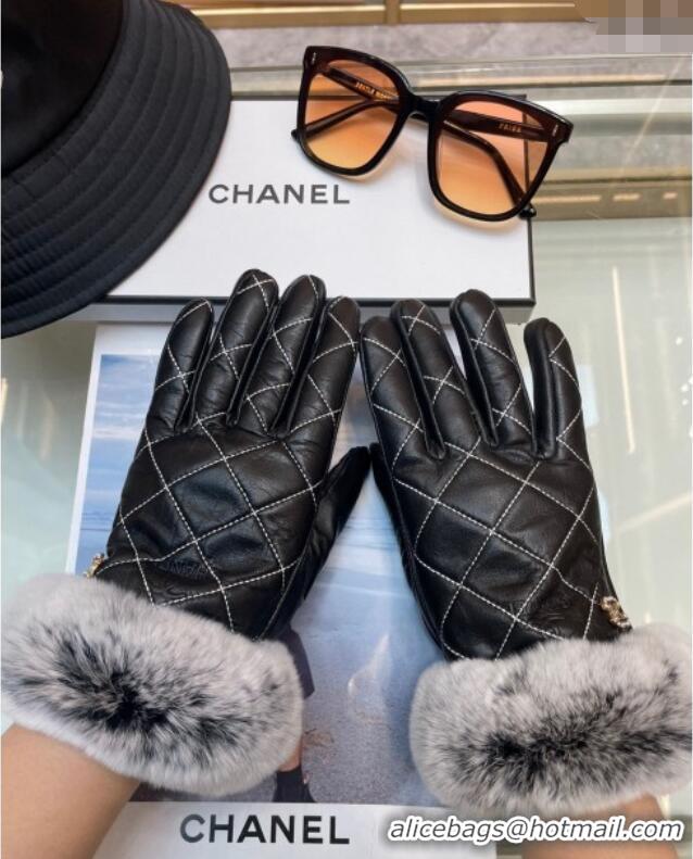 Market Sells Chanel Quilted Lambskin Gloves 1129 Black 2024