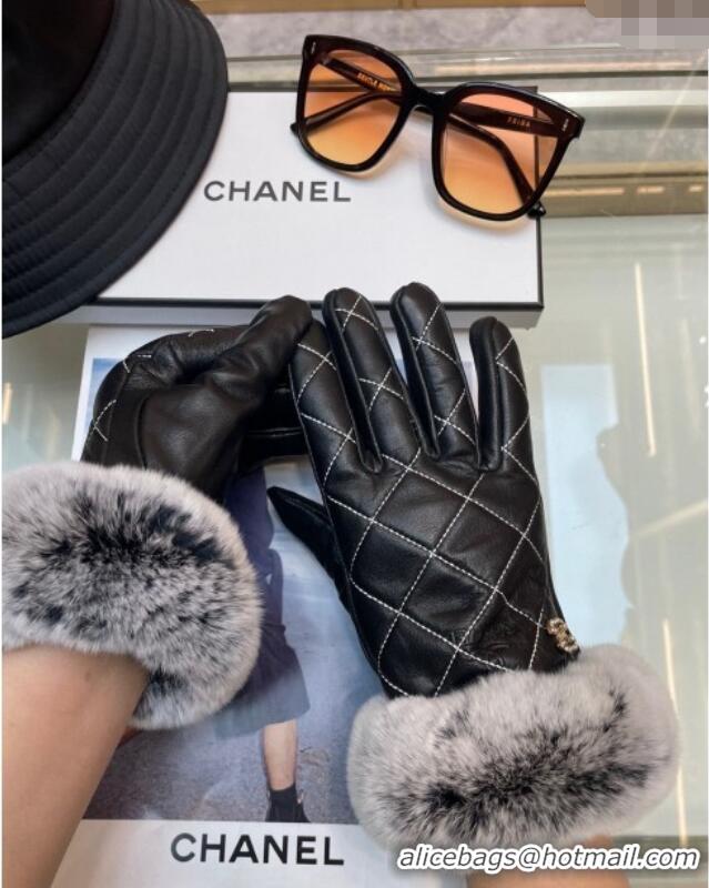 Market Sells Chanel Quilted Lambskin Gloves 1129 Black 2024