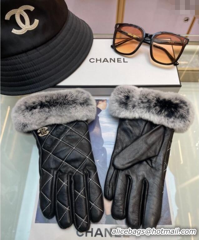 Market Sells Chanel Quilted Lambskin Gloves 1129 Black 2024