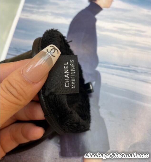 Luxury Cheap Chanel Lambskin Gloves with Bow 112902 Black 2024