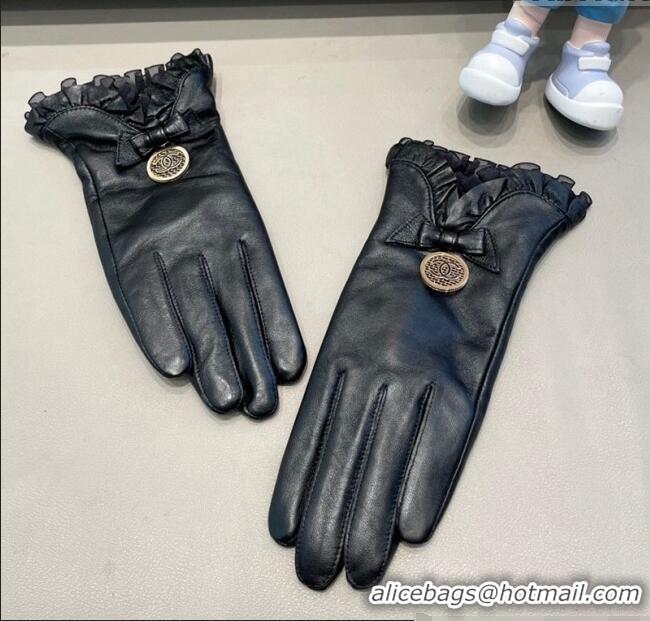 Classic Specials Chanel Lambskin and Cashmere Gloves with Flouncing 1129 Black 2024