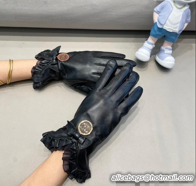 Classic Specials Chanel Lambskin and Cashmere Gloves with Flouncing 1129 Black 2024