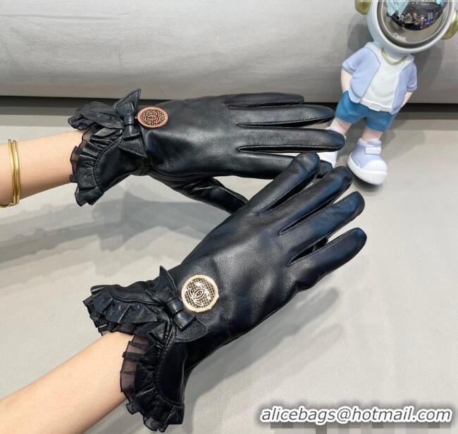 Classic Specials Chanel Lambskin and Cashmere Gloves with Flouncing 1129 Black 2024