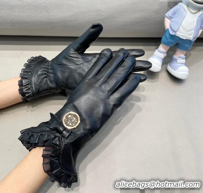 Classic Specials Chanel Lambskin and Cashmere Gloves with Flouncing 1129 Black 2024