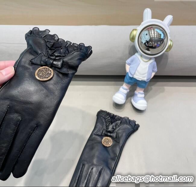 Classic Specials Chanel Lambskin and Cashmere Gloves with Flouncing 1129 Black 2024