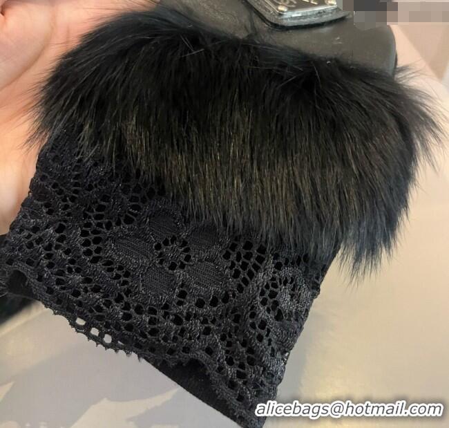 Modern Classic Chanel Lambskin Long Gloves with Lace 1111 Black 2025