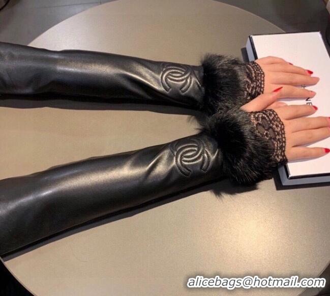 Market Sells Chanel Lambskin Long Gloves with Lace 1110 Black 2025