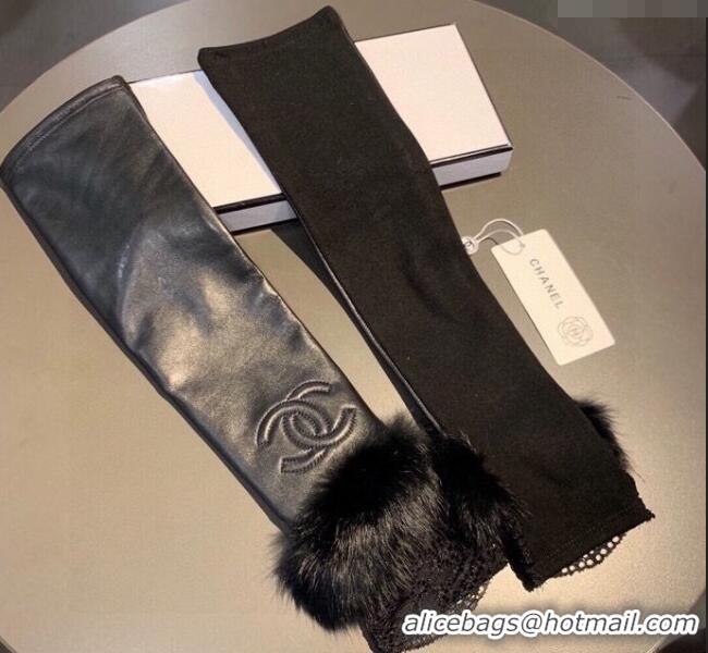 Market Sells Chanel Lambskin Long Gloves with Lace 1110 Black 2025